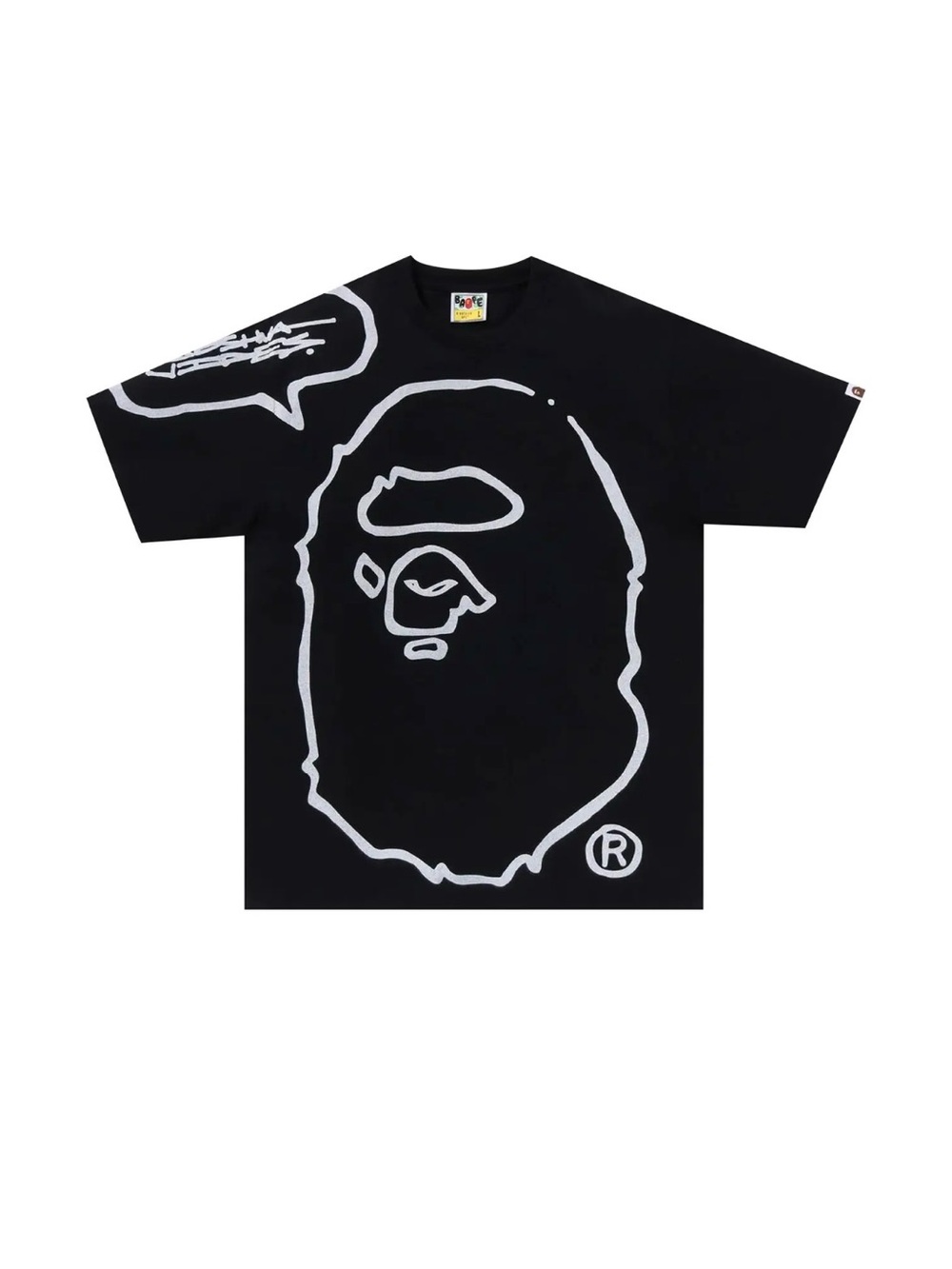 Bape Black T-Shirt with Large White Ape Head Graphic
